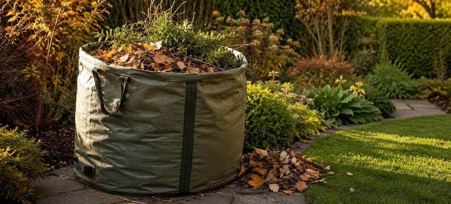 Gartenabfallsack mit Laub